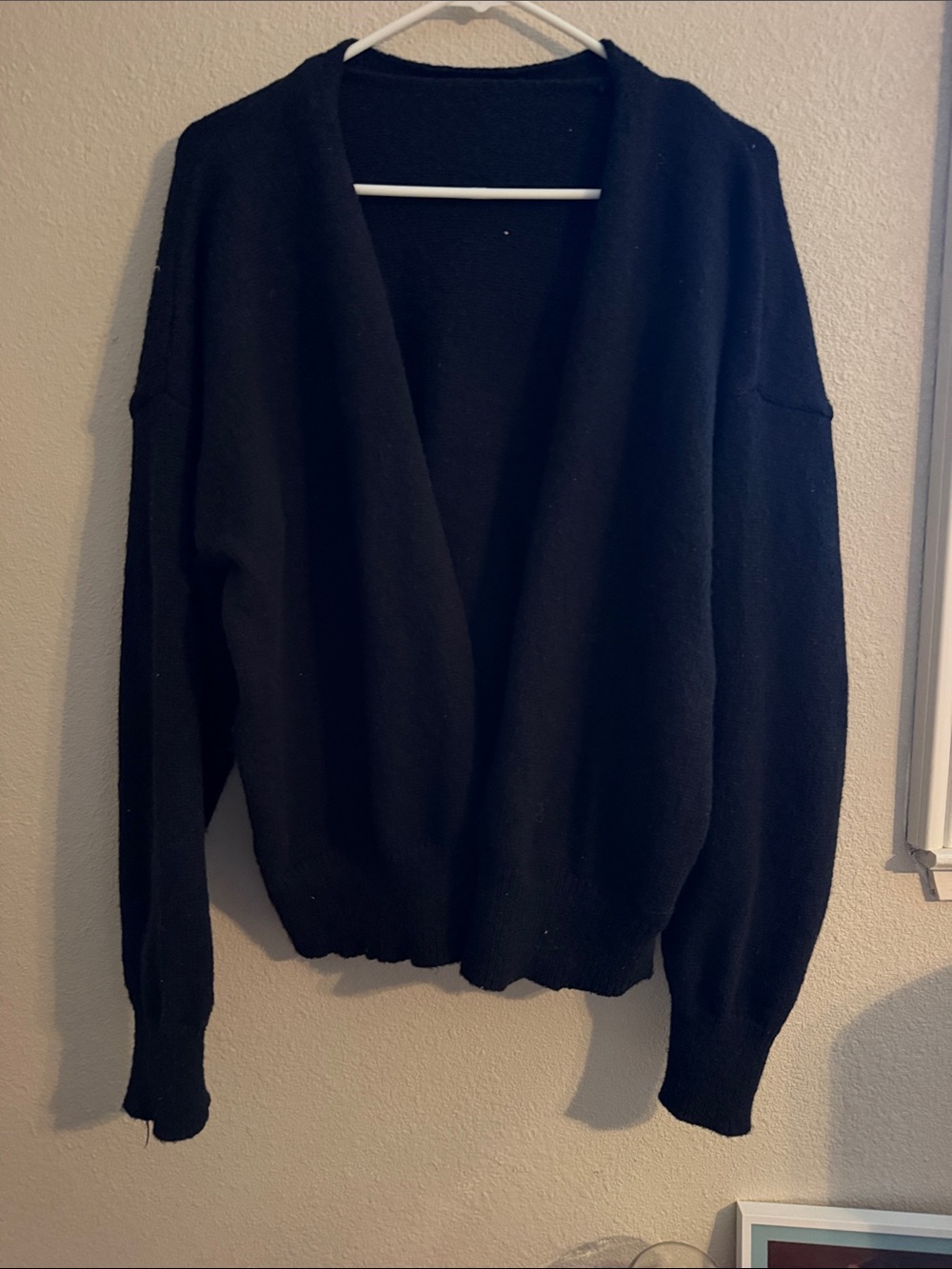 Black Open Front Cozy Cardigan
